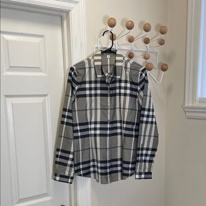 Burberry - Classic Plaid Button Down Long Sleeve Shirt - Cream / Black 12